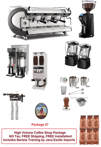 Coffee Shop Espresso machine equipment packages - NO Tax, FREE Shipping, EASY Financing! Java Exotic Imports 800-533-7214