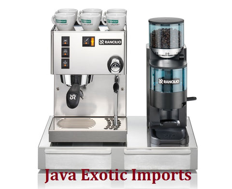 Rancilio Silvia M + Rocky Doser Grinder + Base w/ Knock Drawer - Java Exotic Imports